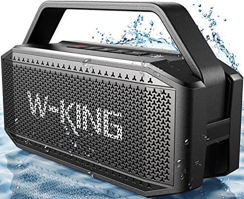W-KING Portable Loud Bluetooth Speakers with Subwoofer, 60W(80W Peak) Outdoor Speaker Bluetooth Wireless Waterproof Speaker, Deep Bass/V5.0/40H/Power Bank/TF Card/AUX/EQ, Large for Party (D9-1 BLACK1)