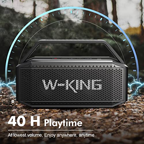 W-KING Portable Loud Bluetooth Speakers with Subwoofer, 60W(80W Peak) Outdoor Speaker Bluetooth Wireless Waterproof Speaker, Deep Bass/V5.0/40H/Power Bank/TF Card/AUX/EQ, Large for Party (D9-1 BLACK1)