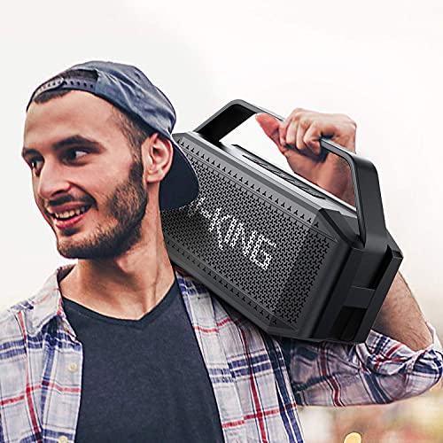 W-KING Portable Loud Bluetooth Speakers with Subwoofer, 60W(80W Peak) Outdoor Speaker Bluetooth Wireless Waterproof Speaker, Deep Bass/V5.0/40H/Power Bank/TF Card/AUX/EQ, Large for Party (D9-1 BLACK1)