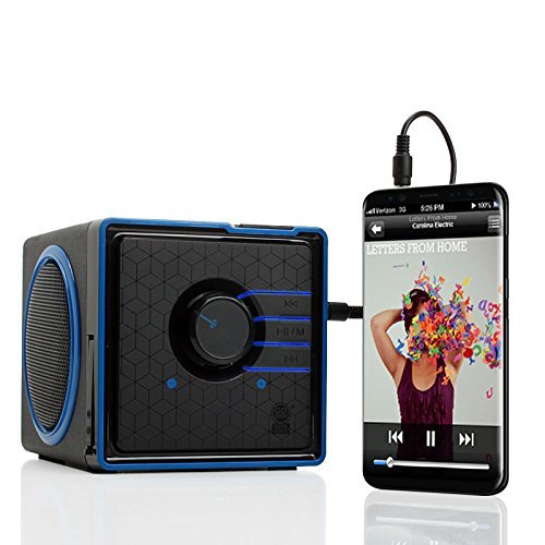 GOgroove SonaVERSE BX Wired Portable Speaker with USB Music Player - Cube Speaker with USB Flash Drive MP3 Input, 3.5mm AUX Port, Playback Buttons, Rechargeable 5 Hour Battery (Wired AUX Only)