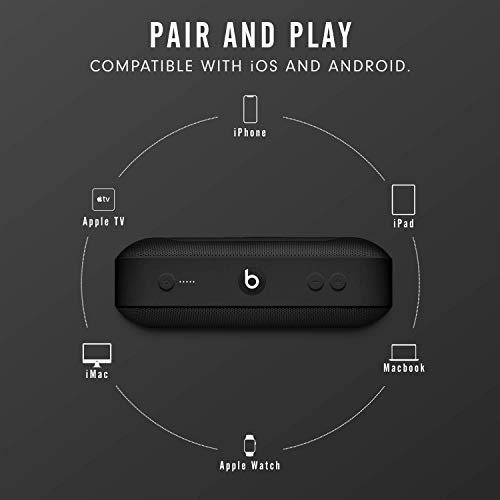 Beats Pill+ Portable Wireless Speaker - Stereo Bluetooth, 12 Hours of Listening Time, Microphone for Phone Calls - Black