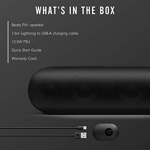Beats Pill+ Portable Wireless Speaker - Stereo Bluetooth, 12 Hours of Listening Time, Microphone for Phone Calls - Black
