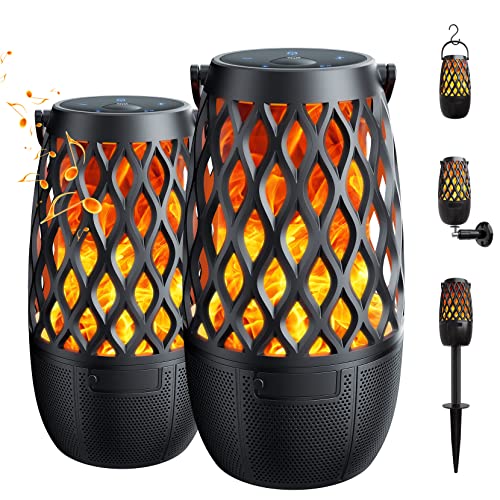 Outdoor Bluetooth Speakers, Gift for Men Women Mother, Tech Gadget Cool Stuff, Sync up to 100 Wireless Portable Speaker with Wall Mount/Stake/Hook, Waterproof for Patio/Yard/Party/Camping, 2 Pack