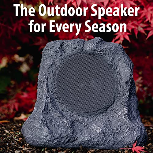 Innovative Technology Outdoor Rock Speaker Pair - Wireless Bluetooth , for Garden, Patio, Waterproof, Built for all Seasons & Solar Powered with Rechargeable Battery, Music Streaming - Charcoal