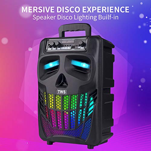 E I F E R Bluetooth Speakers Skull Bluetooth Wireless Speaker 50W Portable Blue Tooth Speakers with Lights & Microphone Speaker Karaoke Machine for Kids FM Radio Remote Control TWS Pairing Home S08