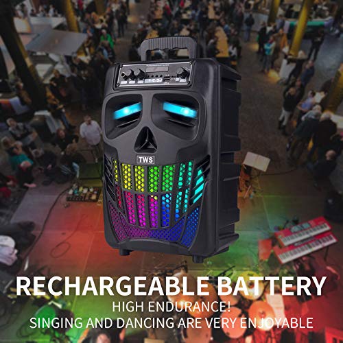 E I F E R Bluetooth Speakers Skull Bluetooth Wireless Speaker 50W Portable Blue Tooth Speakers with Lights & Microphone Speaker Karaoke Machine for Kids FM Radio Remote Control TWS Pairing Home S08