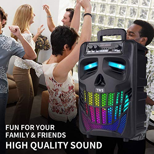 E I F E R Bluetooth Speakers Skull Bluetooth Wireless Speaker 50W Portable Blue Tooth Speakers with Lights & Microphone Speaker Karaoke Machine for Kids FM Radio Remote Control TWS Pairing Home S08