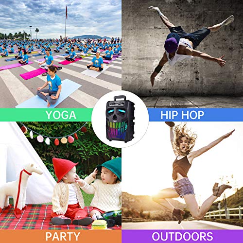 E I F E R Bluetooth Speakers Skull Bluetooth Wireless Speaker 50W Portable Blue Tooth Speakers with Lights & Microphone Speaker Karaoke Machine for Kids FM Radio Remote Control TWS Pairing Home S08