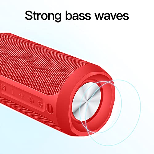 EDUPLINK Waterproof Portable Bluetooth Speaker - 20W Louder Wireless Speaker with 20 Hours Playtime, TWS Pairing, RGB Lights, and TF Slot - Perfect for Beach and Pool, Red