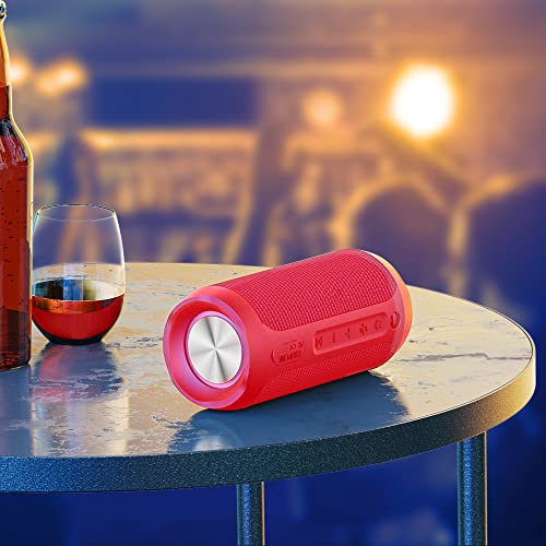 EDUPLINK Waterproof Portable Bluetooth Speaker - 20W Louder Wireless Speaker with 20 Hours Playtime, TWS Pairing, RGB Lights, and TF Slot - Perfect for Beach and Pool, Red