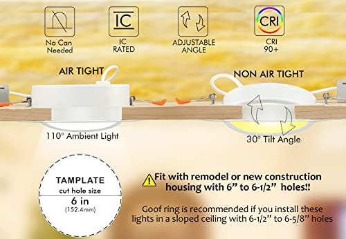 CLOUDY BAY [4 Pack] 6 inch Gimbal Smart WiFi LED Recessed Lights,RGBCW Color Changing,Compatible with Alexa and Google Home Assistant,No Hub Required,15W 2700K-6500K, IC Rated