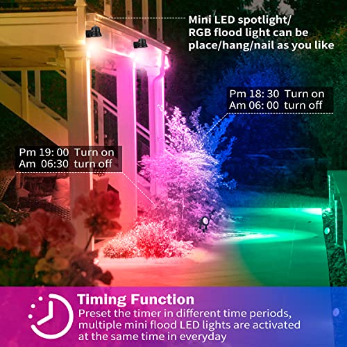 Smart Spotlight Outdoor,15w Backyard Lights with US Plug,12V APP Control Colored LED Spotlights Waterproof,Dimmable LED Yard Light with Timer,Outdoor LED Flood Lights with Music Sync(NO Remote Inside)