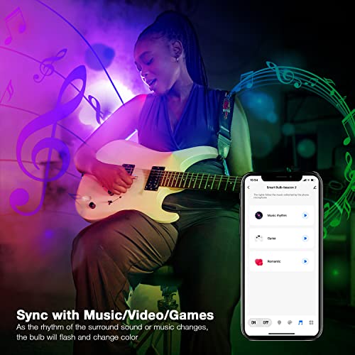 DAYBETTER Smart Light Bulbs, Bluetooth Light Bulbs with App Control, RGBCW LED Color Changing Bulbs, Dimmable Music Sync, A19 E26 9W 800LM, 2700K-6500K for Home Bedroom (4 Pack)