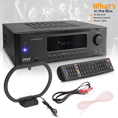 Pyle 7.1-Channel Hi-Fi Bluetooth Stereo Amplifier - 2000 Watt AV Home Theater Speaker Subwoofer Surround Sound Receiver w/ Radio, USB, RCA, HDMI, MIC IN, Supports 4K UHD TV, 3D, Blu-Ray - PT796BT
