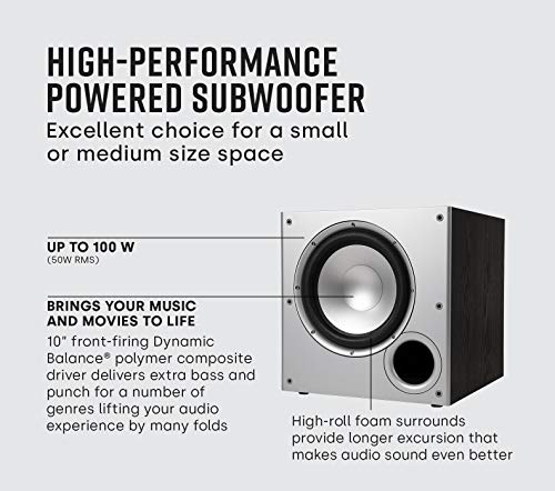Polk Audio PSW10 Subwoofer - Big Bass, Easy Setup