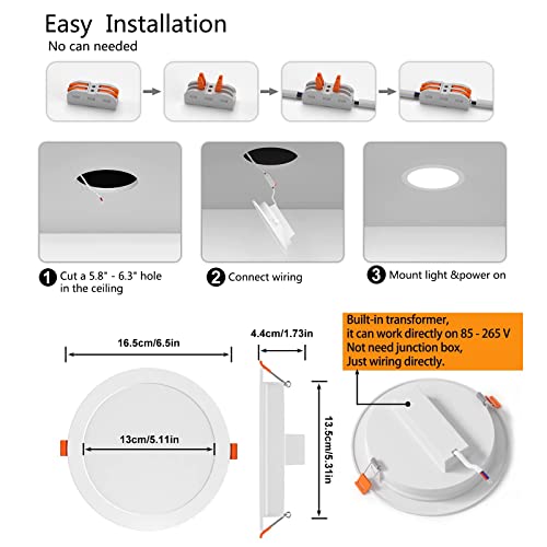 Recessed Lighting 6 Inch Smart Recessed Ceiling Light 16W 1350LM Color Changing LED Downlight RGB & Daylight 5000K Dimmable by Bluetooth Control,16 Million Colors,DIY Scenes,Timer,23 Modes,6 Pack