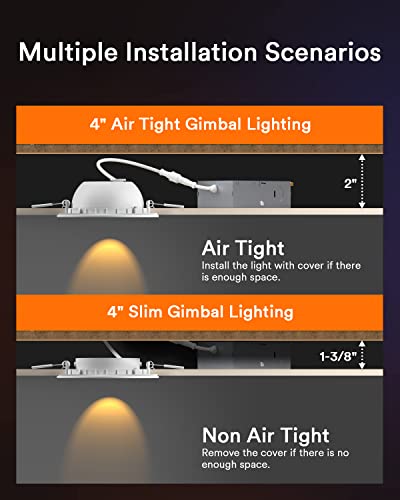 Lumary Smart Recessed Lighting 4 Inch - 9W 810 Lumens Gimbal Canless Recessed Lighting Color Changing Dimmable 2700K to 6500K RGB Wafer Lights Work with Alexa/Google Assistant ETL Certified 4 Pcs