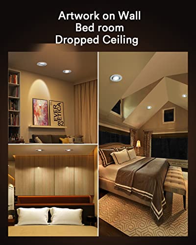 Lumary Smart Recessed Lighting 4 Inch - 9W 810 Lumens Gimbal Canless Recessed Lighting Color Changing Dimmable 2700K to 6500K RGB Wafer Lights Work with Alexa/Google Assistant ETL Certified 4 Pcs