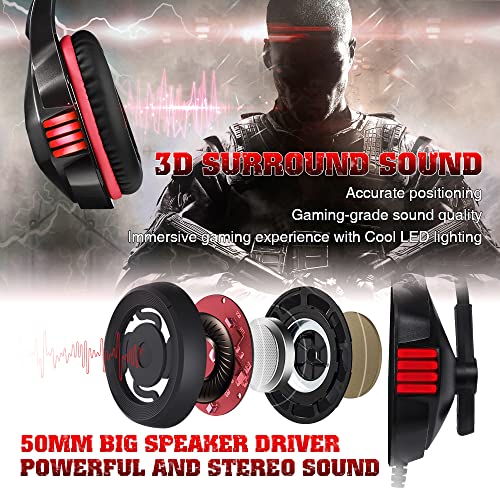 LED Gaming Headset with Surround Sound Mic