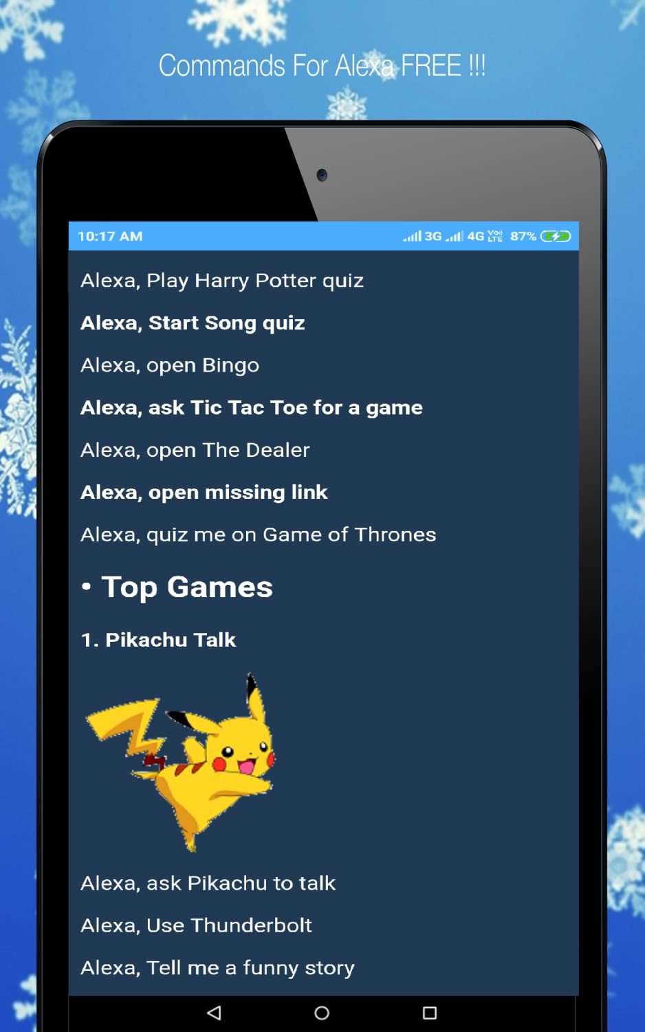 Commands for Amazon Alexa
