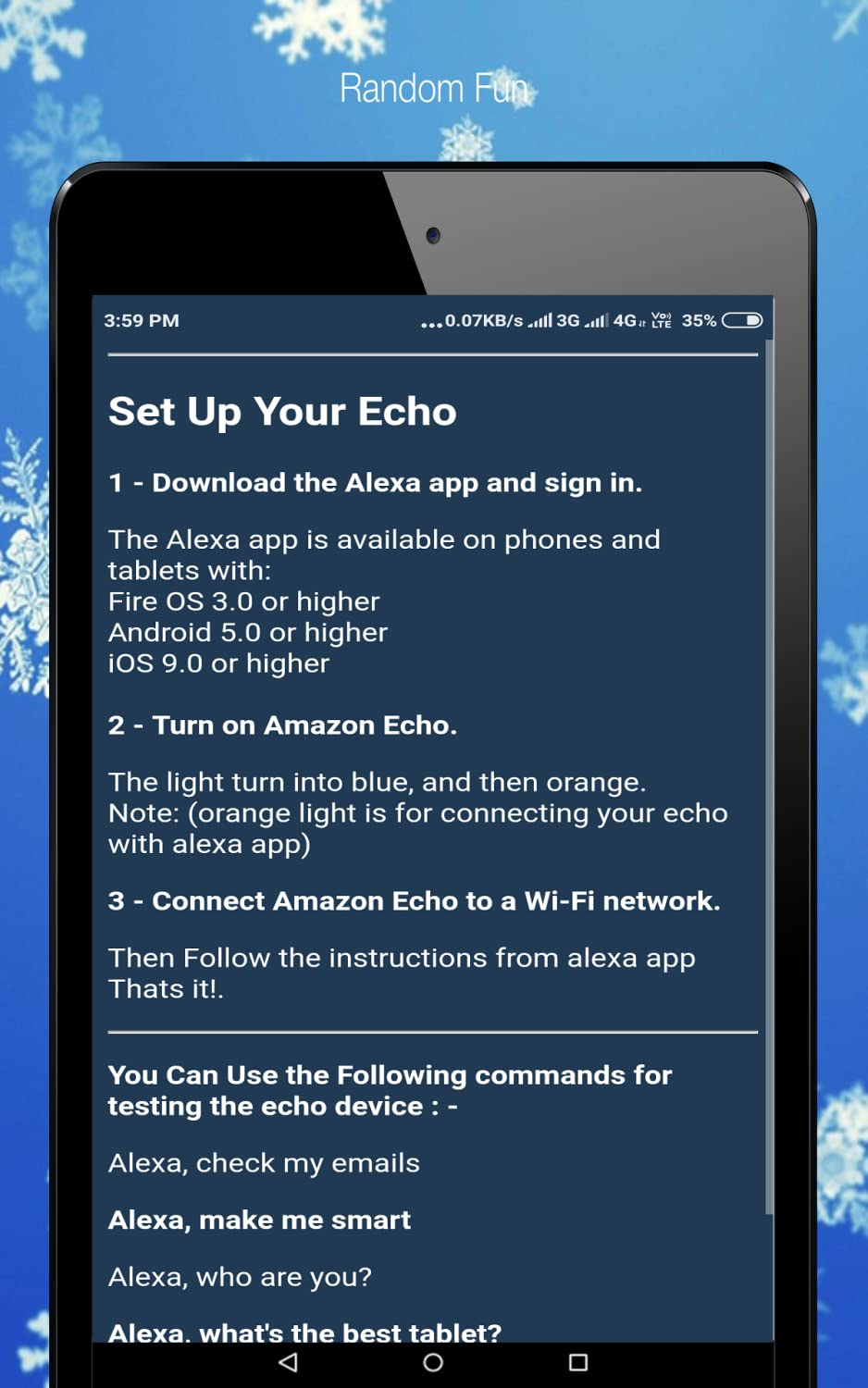 Commands for Amazon Alexa