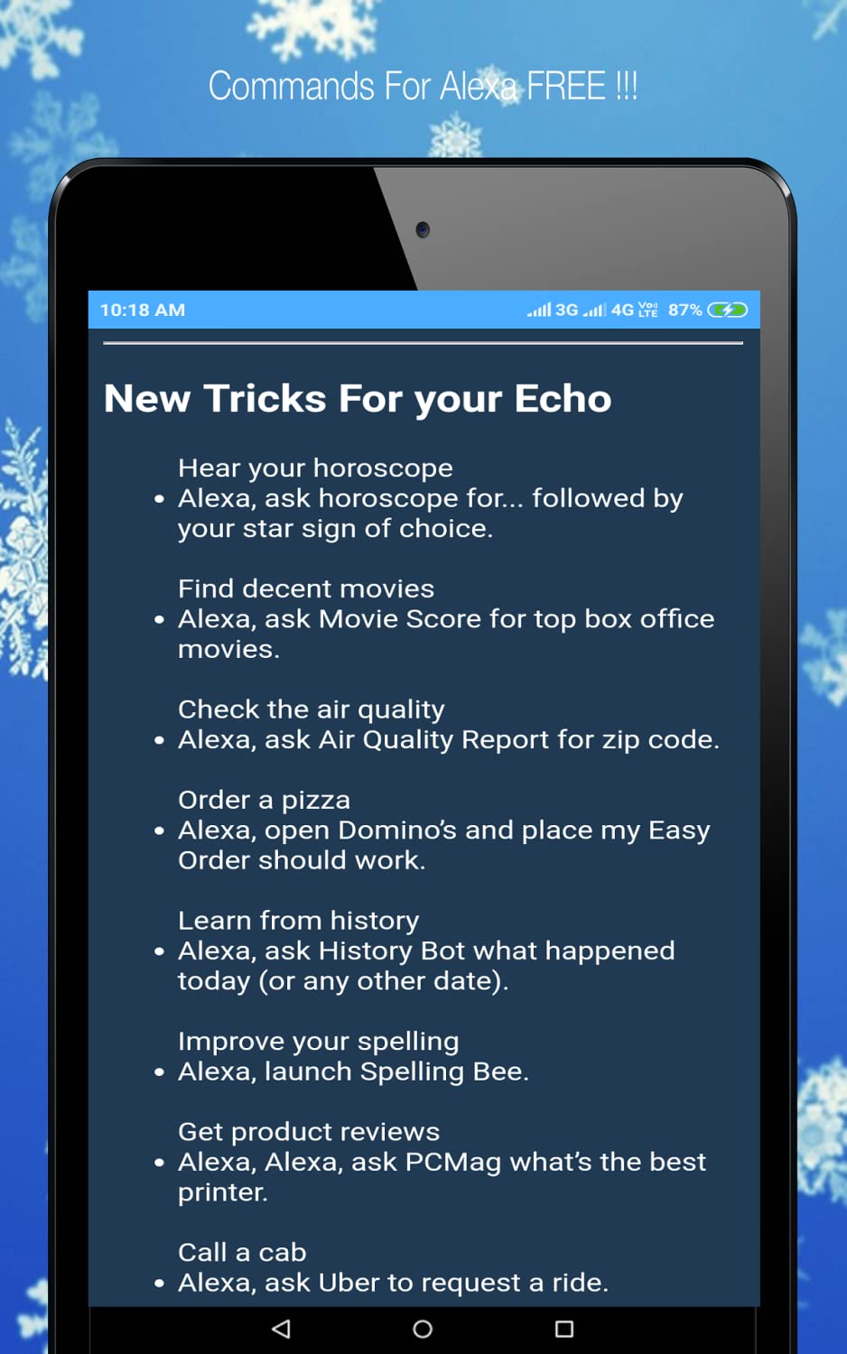 Commands for Amazon Alexa