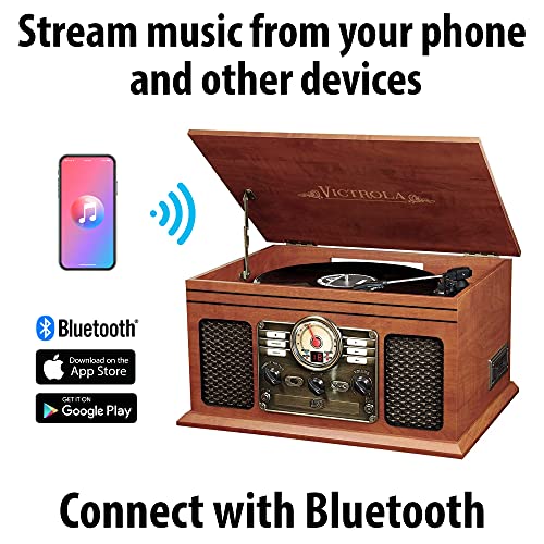 6-in-1 Bluetooth Record Player & Multimedia Center