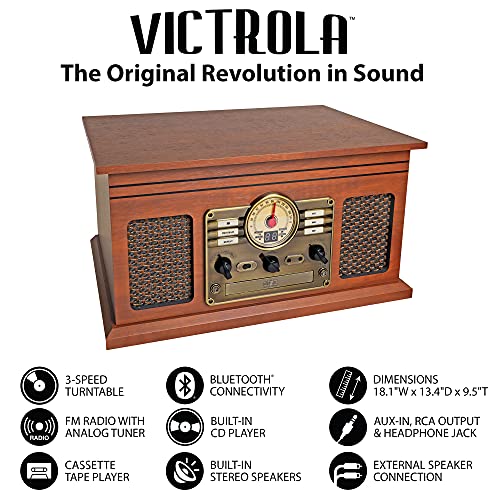 6-in-1 Bluetooth Record Player & Multimedia Center