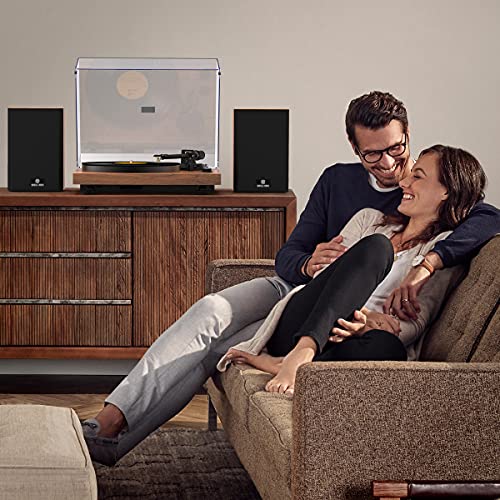 Bluetooth Vinyl Record Player with Bookshelf Speakers
