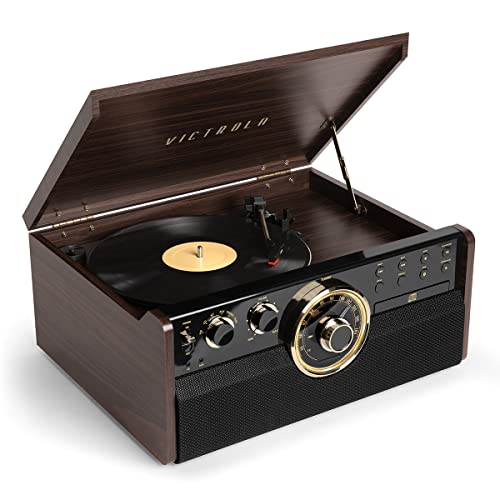 Six-in-One Mid Century Modern Bluetooth Record Player