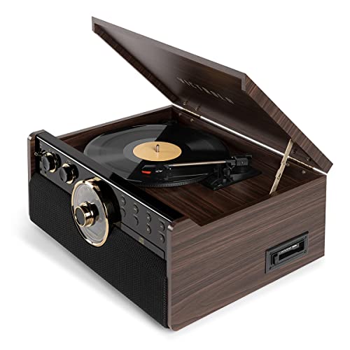 Six-in-One Mid Century Modern Bluetooth Record Player