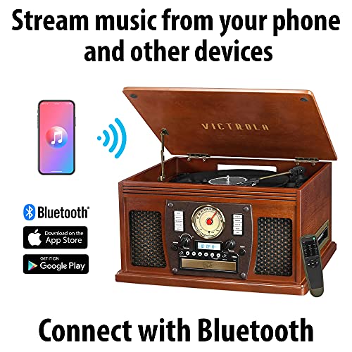 8-in-1 Bluetooth Record Player and Multimedia Center