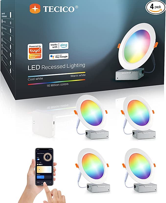 WiFi Color Changing Smart Recessed Lights (4PACK)