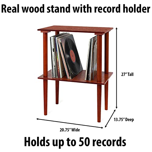 Victrola 8-in-1 Bluetooth Record Player & Multimedia Center, Built-in Stereo Speakers - Turntable, Wireless Music Streaming with Stand, Real Wood | Mahogany