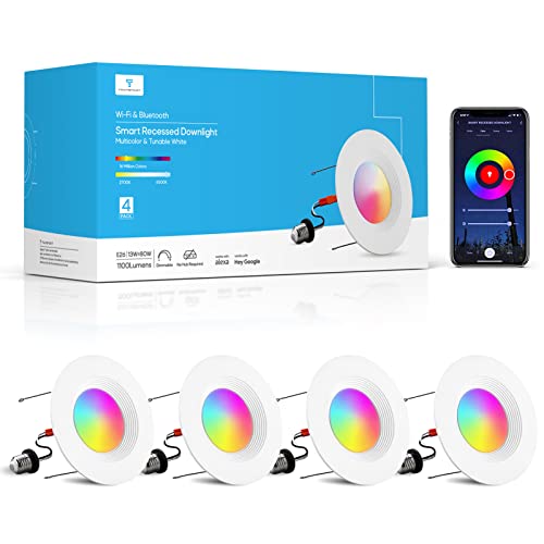 Smart RGB LED Recessed Lights - 4 Pack