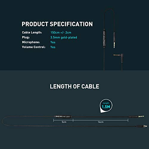 Mic Volume Control Aux Cord for Gaming/Phones