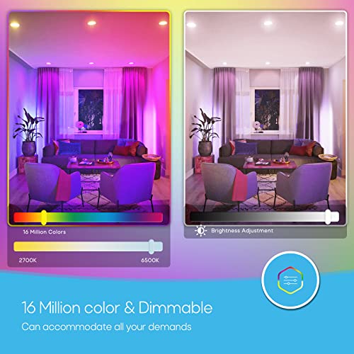Smart RGB LED Recessed Lights - 4 Pack