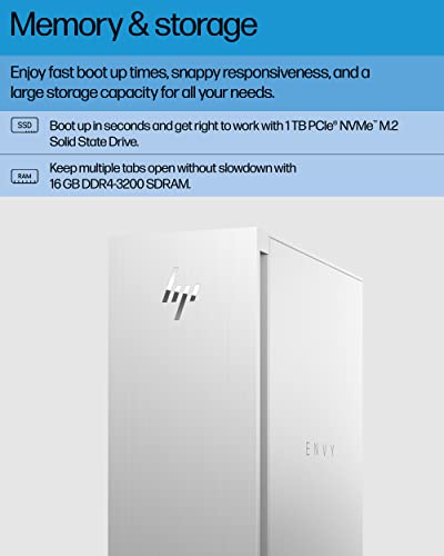 HP Envy Desktop Bundle PC, NVIDIA GeForce RTX 3070 Graphics,12th Generation Intel Core i9 Processor, 16 GB SDRAM, 1 TB SSD, Windows 11 Home OS, Wi-Fi & Bluetooth (TE02-0042, 2022)