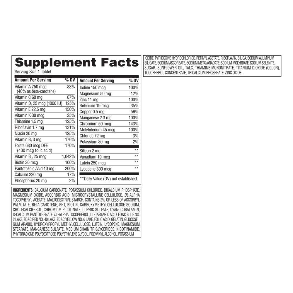 Complete Multivitamin/Multimineral Supplement Tablets, Adults 50+, 220 Count