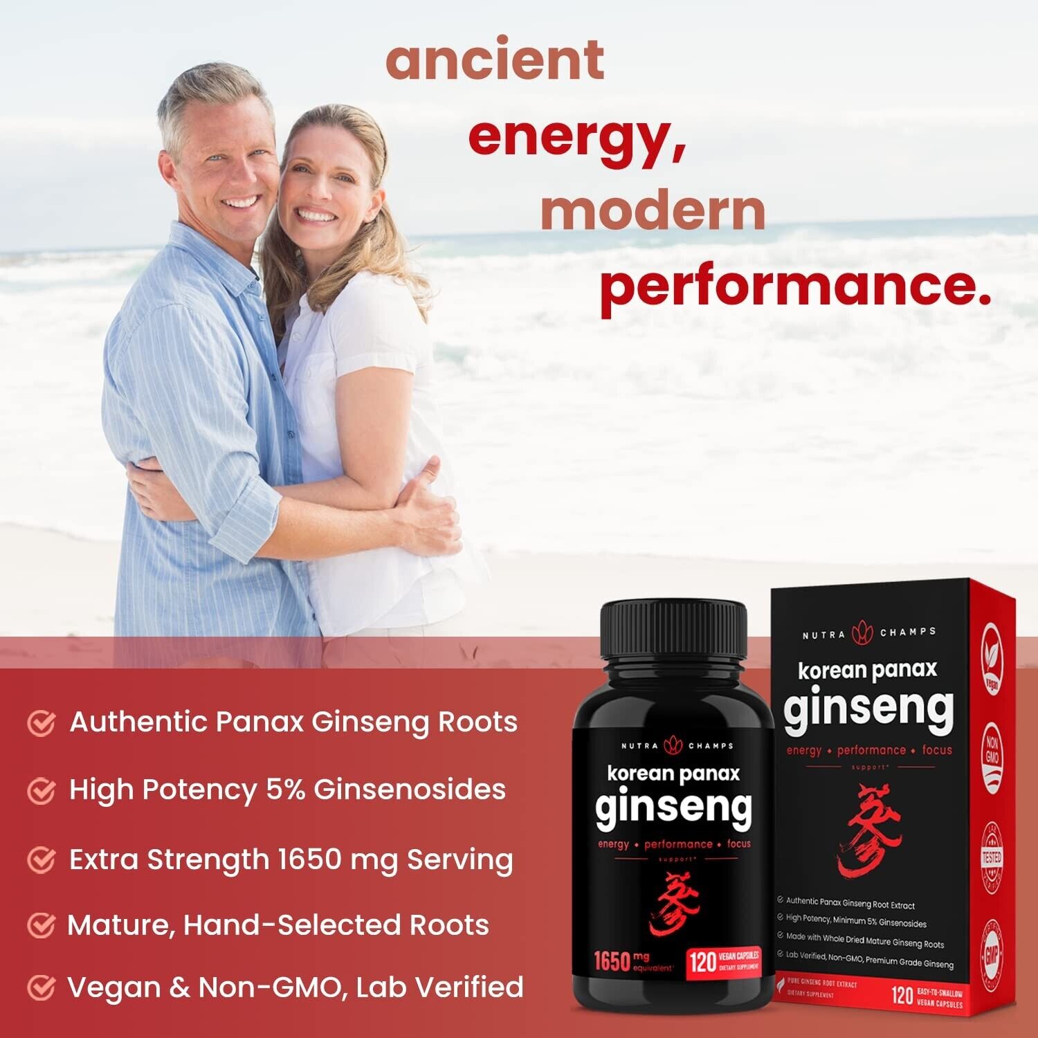120 Vegan Capsules of NutraChamps Red Ginseng