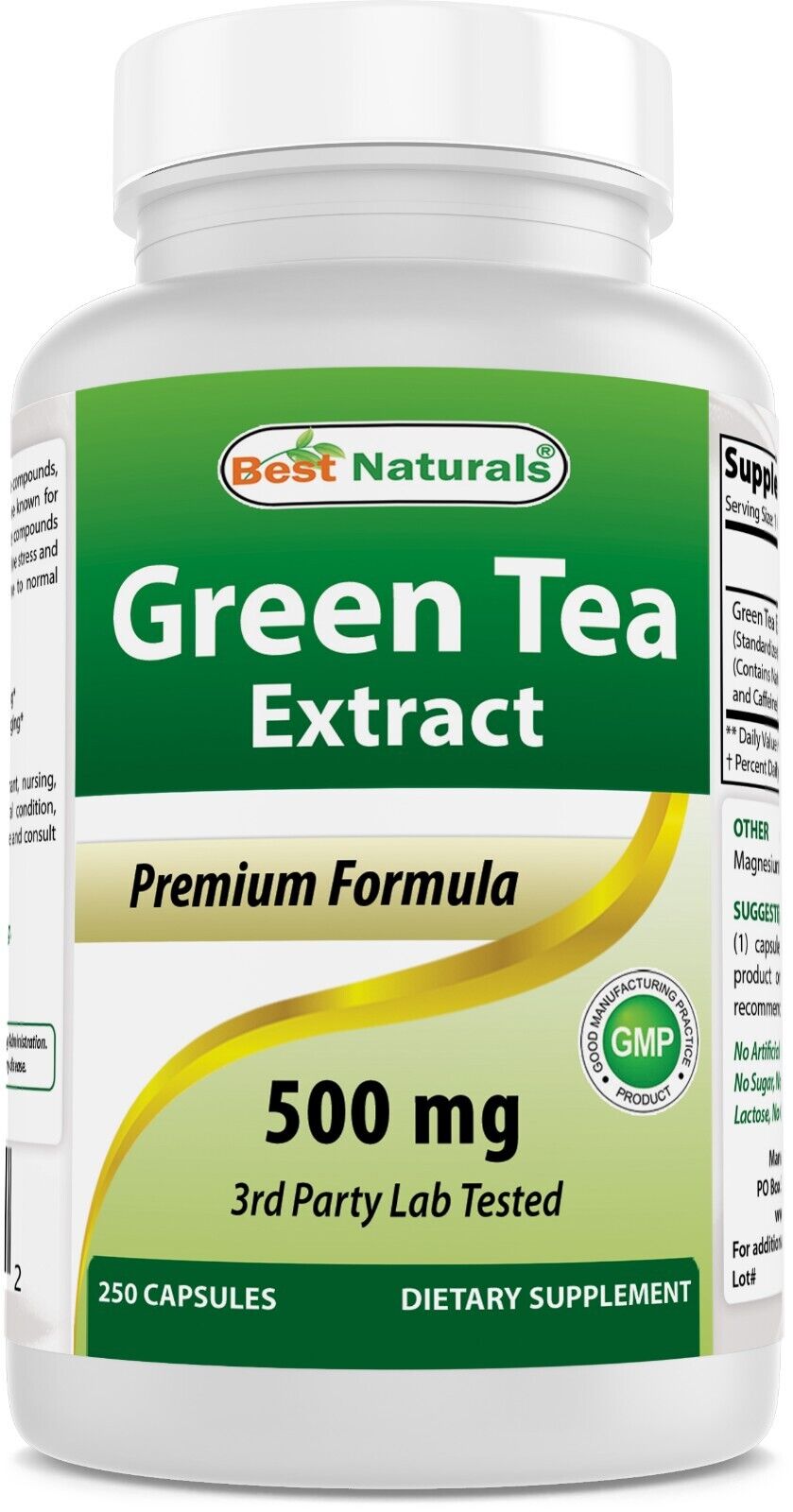 Green Tea Extract - 500mg, 250 Capsules