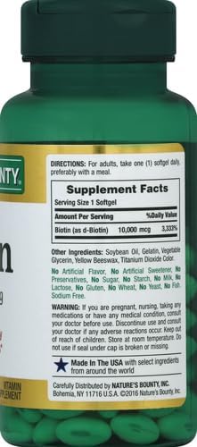 Nature's Bounty Biotin Softgels for Hair, Skin, Nails