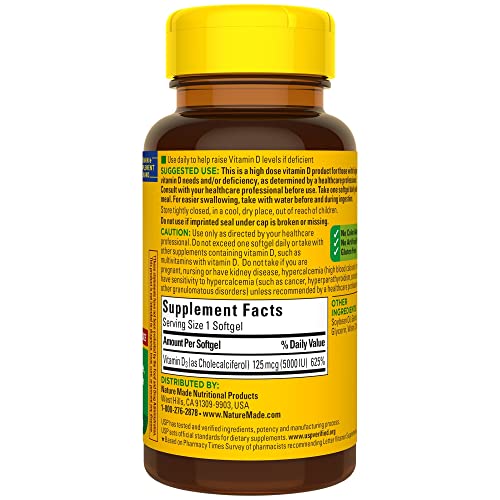 Extra Strength Vitamin D3 5000 IU Softgels, 180ct
