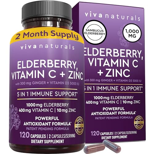 Viva Naturals Elderberry Capsules with Vitamin C, Zinc & D3