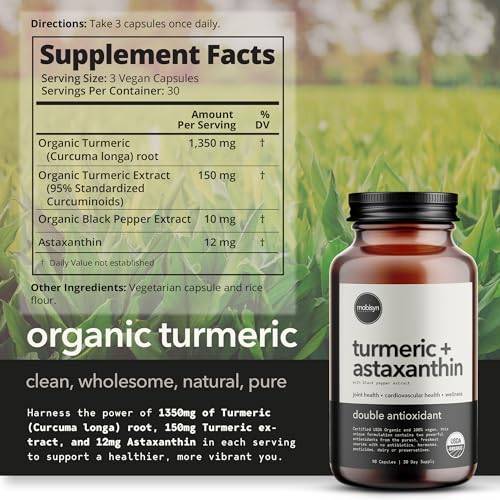 Mobisyn Organic Turmeric & Astaxanthin Supreme Supplement, 30-Day