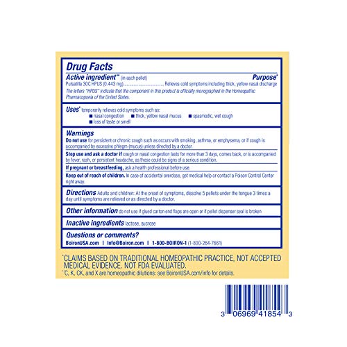 Boiron Pulsatilla 30C Cold Relief - 240 Pellets