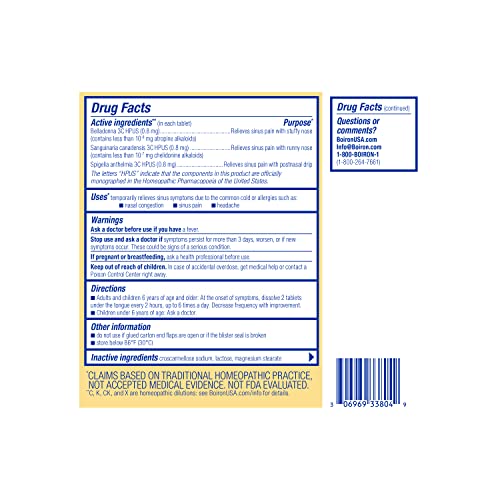 Boiron SinusCalm Tablets for Sinus Pain Relief