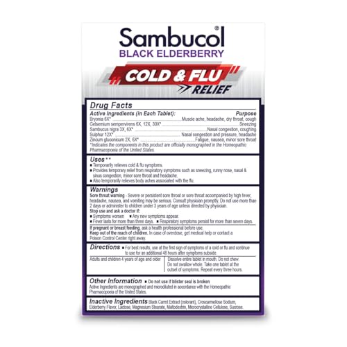 Sambucol Elderberry Cold Relief Tablets - 60 Count