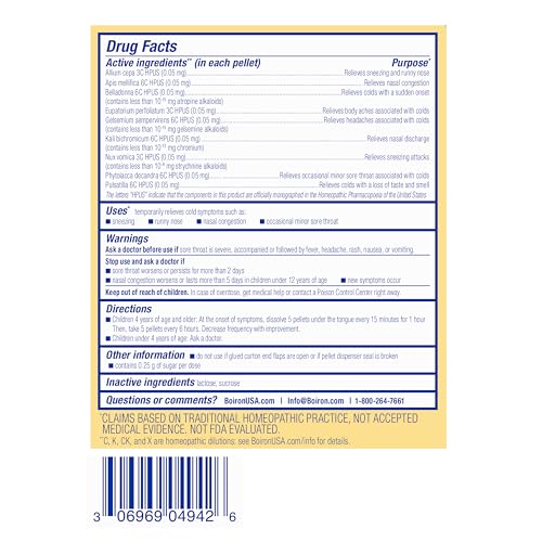 Boiron ColdCalm Kids Cold Relief Pellets, 160 Count