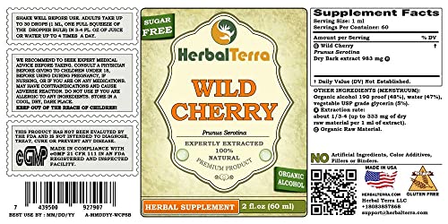 Organic Wild Cherry Tincture Liquid Extract 5x60ml